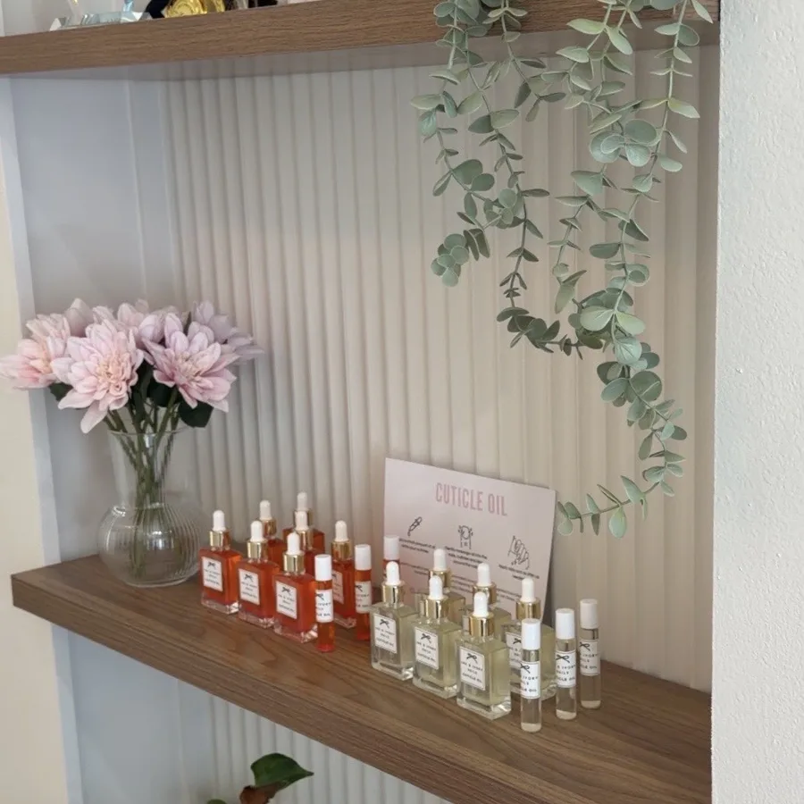 Salon shelf detail at Ink & Ivory Artistry
